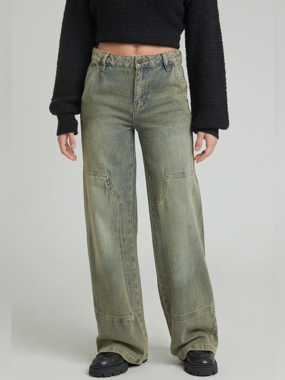 PacSun Jeans Womens 24 Gray Jessie High Rise Baggy Wide Leg Relaxed Fit Denim